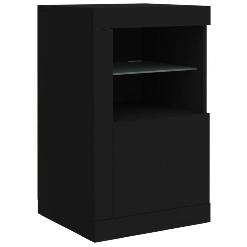 Skænk med LED-lys 142,5x37x67 cm sort
