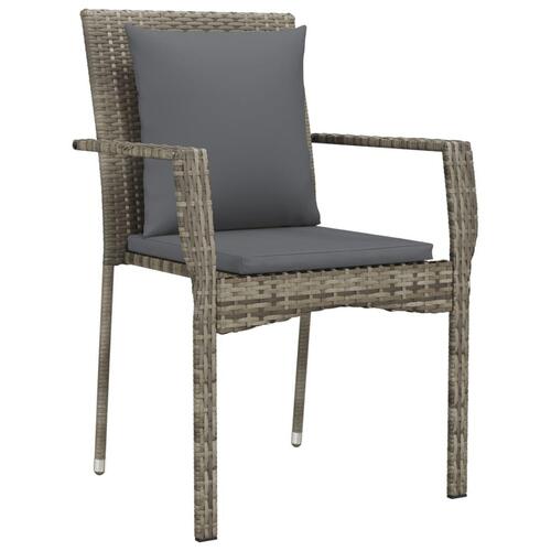 Havestole med hynder 4 stk. polyrattan grå