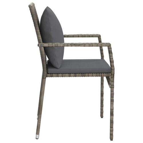 Havestole med hynder 4 stk. polyrattan grå
