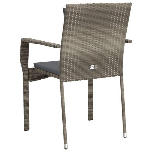 Havestole med hynder 4 stk. polyrattan grå