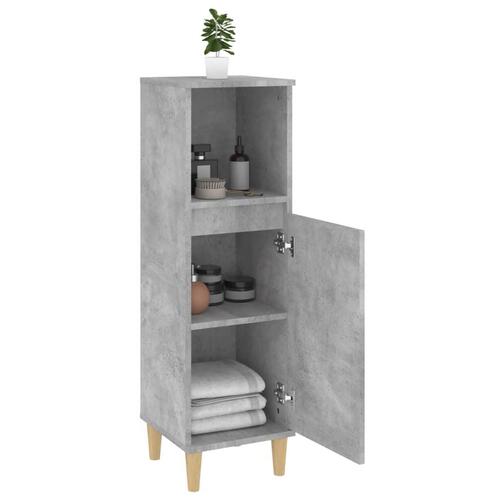 Badeværelsesskab 30x30x100 cm konstrueret træ betongrå