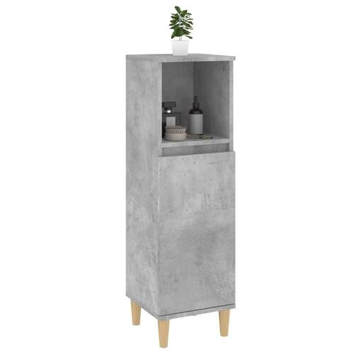 Badeværelsesskab 30x30x100 cm konstrueret træ betongrå