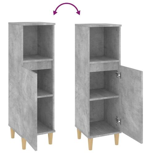 Badeværelsesskab 30x30x100 cm konstrueret træ betongrå