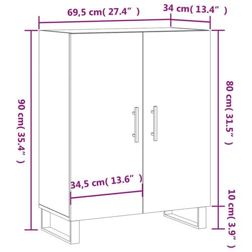 Skænk 69,5x34x90 cm konstrueret træ hvid højglans