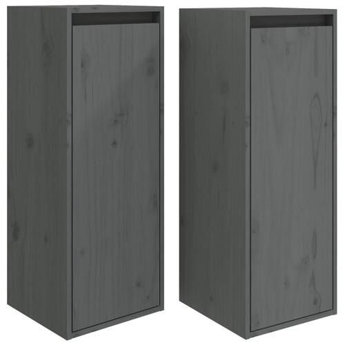 Vægskabe 2 stk. 30x30x80 cm massivt fyrretræ grå