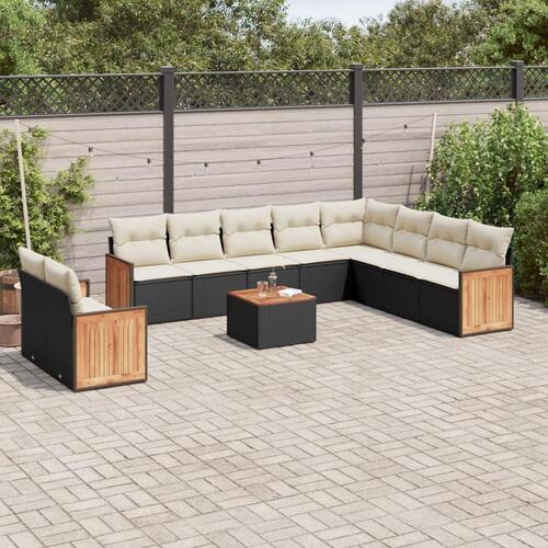 Sofasæt til haven 11 dele med hynder polyrattan sort