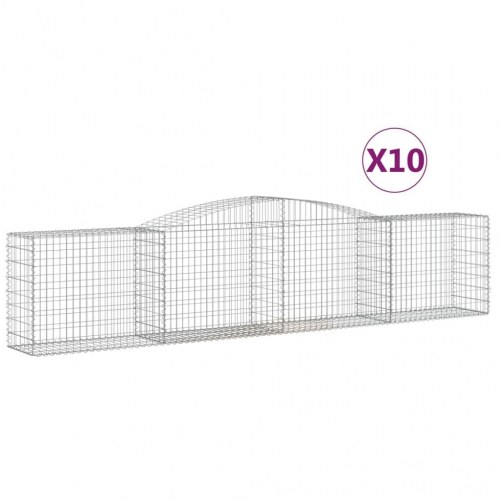 Buede gabionkurve - 10 stk., 400×50×80/100 cm, galvaniseret jern