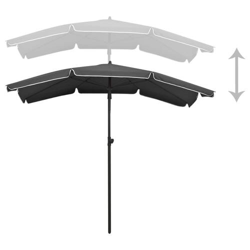Parasol med stang 200x130 cm antracitgrå