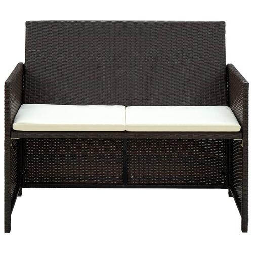 Haveloungesæt 4 dele med hynder polyrattan brun