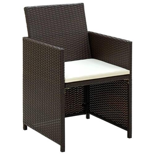 Haveloungesæt 4 dele med hynder polyrattan brun
