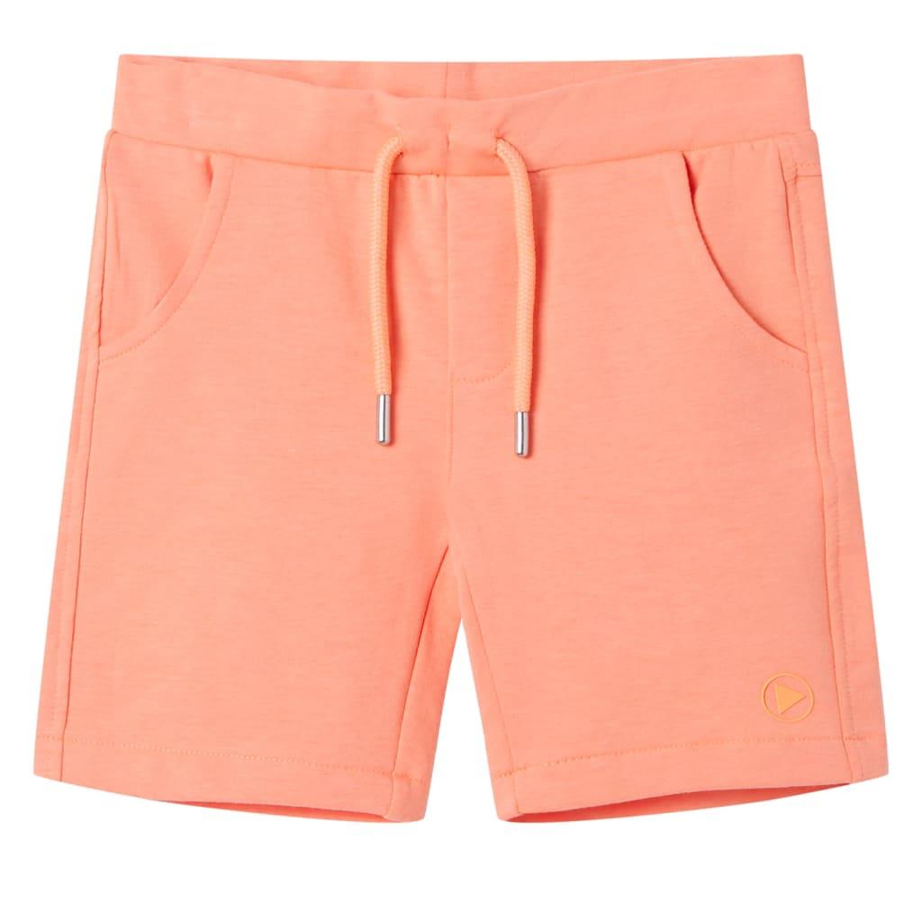 Shorts til børn str. 116 med snøre neon-orange