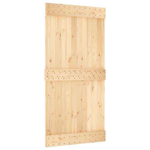 Skydedør med monteringssæt 100x210 cm massivt fyrretræ