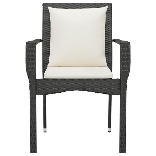 Havestole med hynder 4 stk. polyrattan sort
