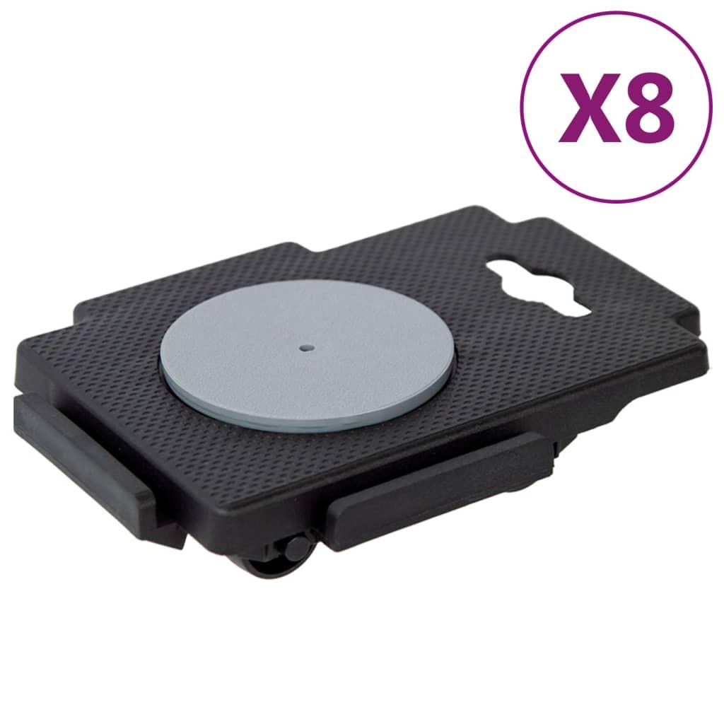 Møbelhunde 8 stk. med 8 hjul 150 kg polypropylen sort