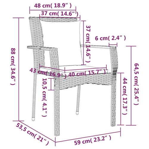 Havestole med hynder 4 stk. polyrattan sort