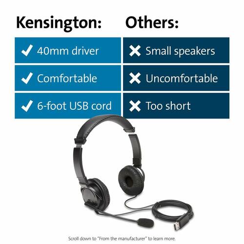 Hovedtelefoner med mikrofon Kensington K97601WW Sort
