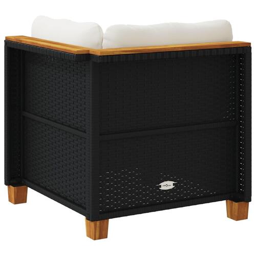 Hjørnemodul til havesofa med hynder polyrattan sort
