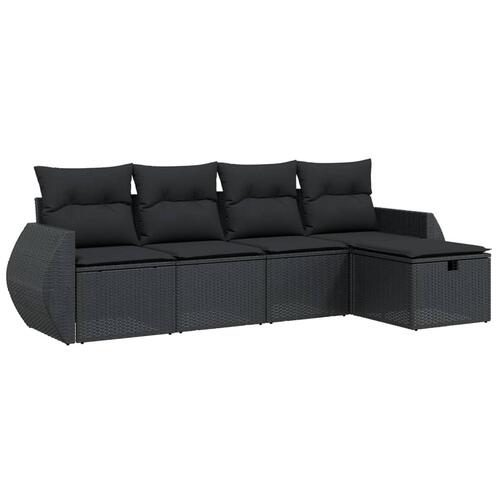 Sofasæt til haven 5 dele med hynder polyrattan sort