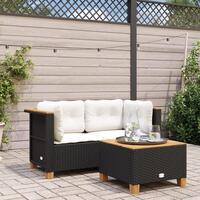 Hjørnemoduler til havesofa 2 stk. med hynder polyrattan sort