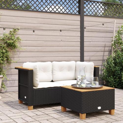 Hjørnemoduler til havesofa 2 stk. med hynder polyrattan sort