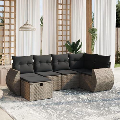 Sofasæt til haven 6 dele med hynder polyrattan grå