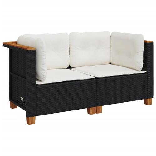 Hjørnemoduler til havesofa 2 stk. med hynder polyrattan sort