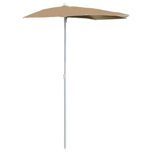 Halv parasol med stang 180x90 cm gråbrun