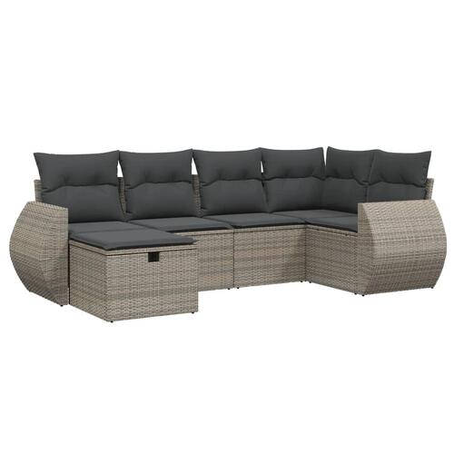 Sofasæt til haven 6 dele med hynder polyrattan grå