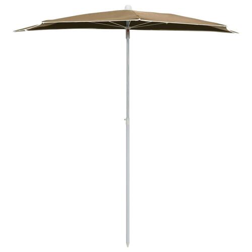 Halv parasol med stang 180x90 cm gråbrun