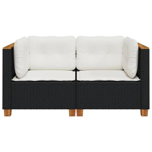 Hjørnemoduler til havesofa 2 stk. med hynder polyrattan sort
