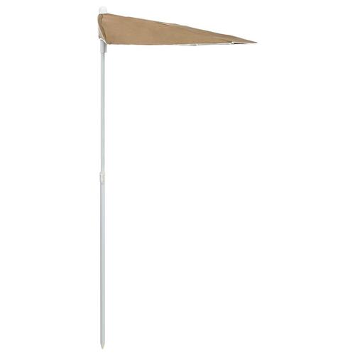 Halv parasol med stang 180x90 cm gråbrun
