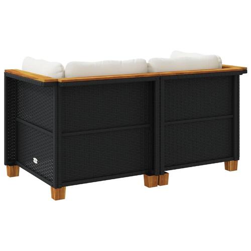 Hjørnemoduler til havesofa 2 stk. med hynder polyrattan sort