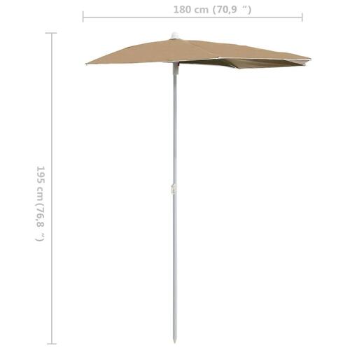 Halv parasol med stang 180x90 cm gråbrun