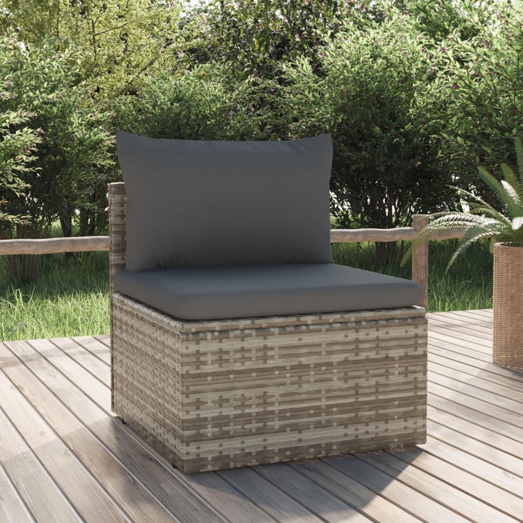 Midtermodul til havesofa med hynde 57x57x56 cm polyrattan grå
