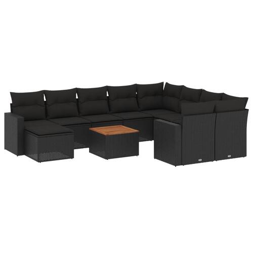 Sofasæt til haven 11 dele med hynder polyrattan sort