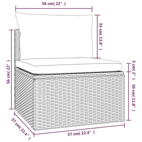 Midtermodul til havesofa med hynde 57x57x56 cm polyrattan grå