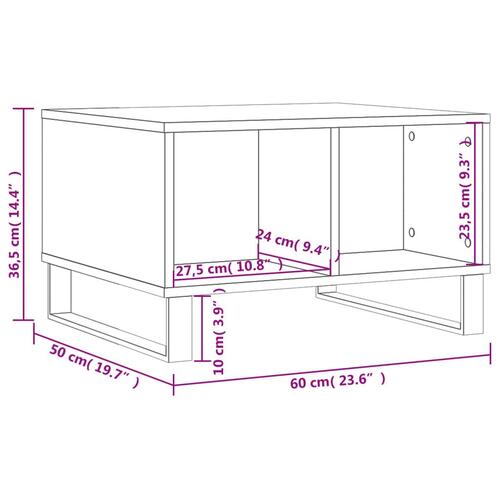 Sofabord 60x50x36,5 cm konstrueret træ grå sonoma-eg