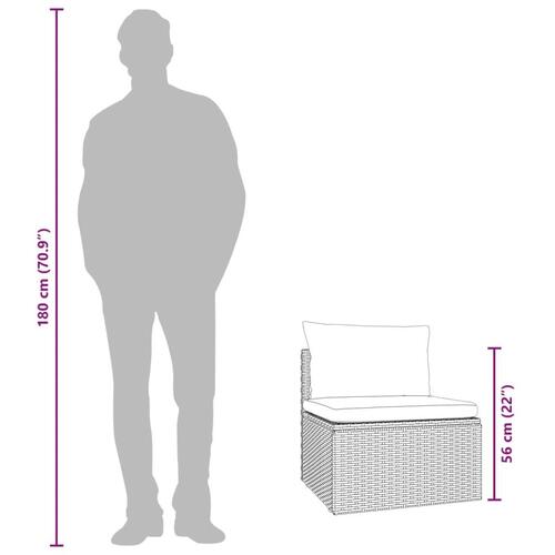 Midtermodul til havesofa med hynde 57x57x56 cm polyrattan grå