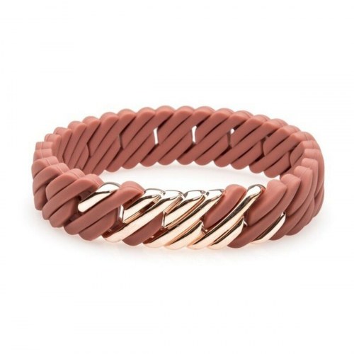 TheRubz armbånd til kvinder - silikone og rustfrit stål, pink, 15 mm x 19 cm