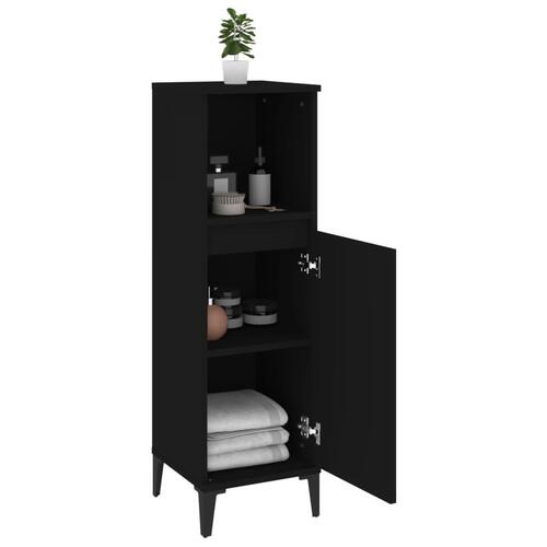 Badeværelsesskab 30x30x100 cm konstrueret træ sort