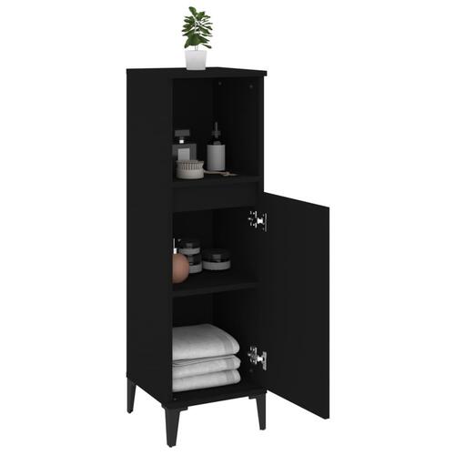 Badeværelsesskab 30x30x100 cm konstrueret træ sort