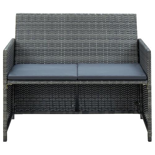 Haveloungesæt 4 dele med hynder polyrattan grå