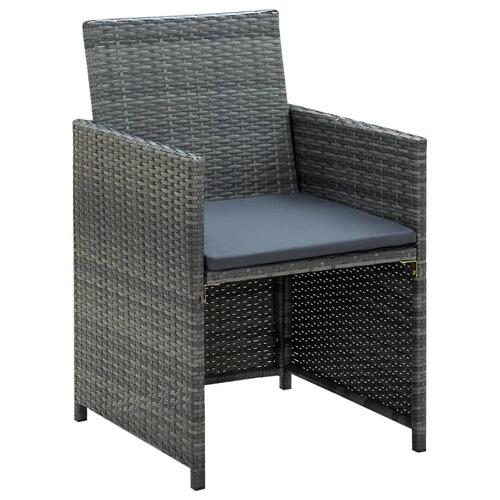 Haveloungesæt 4 dele med hynder polyrattan grå