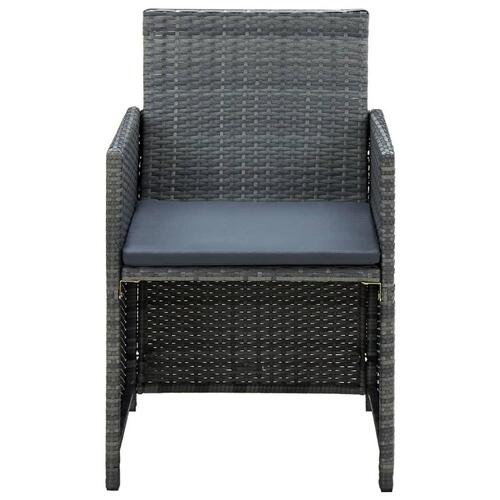 Haveloungesæt 4 dele med hynder polyrattan grå