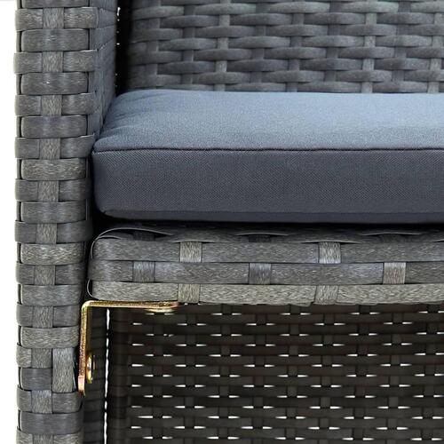 Haveloungesæt 4 dele med hynder polyrattan grå