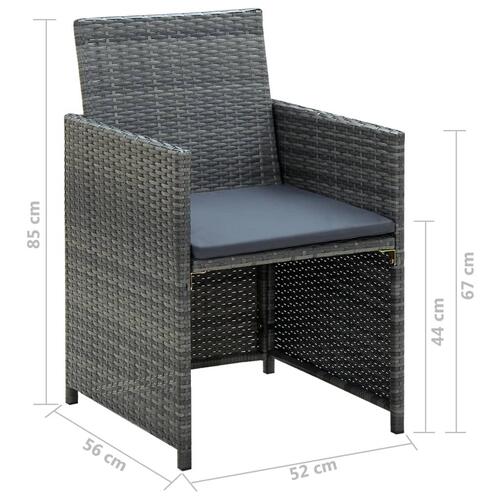 Haveloungesæt 4 dele med hynder polyrattan grå