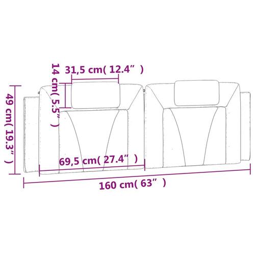 Gavlpude 160 cm kunstlæder cappuccinofarvet