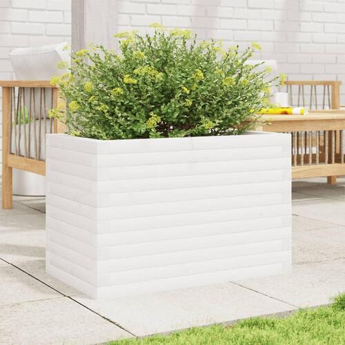 Plantekasse 70x40x46 cm massivt fyrretræ hvid