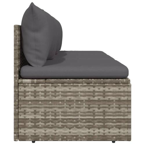 3-personers havesofa med hynder polyrattan grå