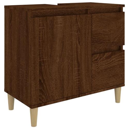 Badeværelsesskab 65x33x60 cm konstrueret træ brun egetræsfarve